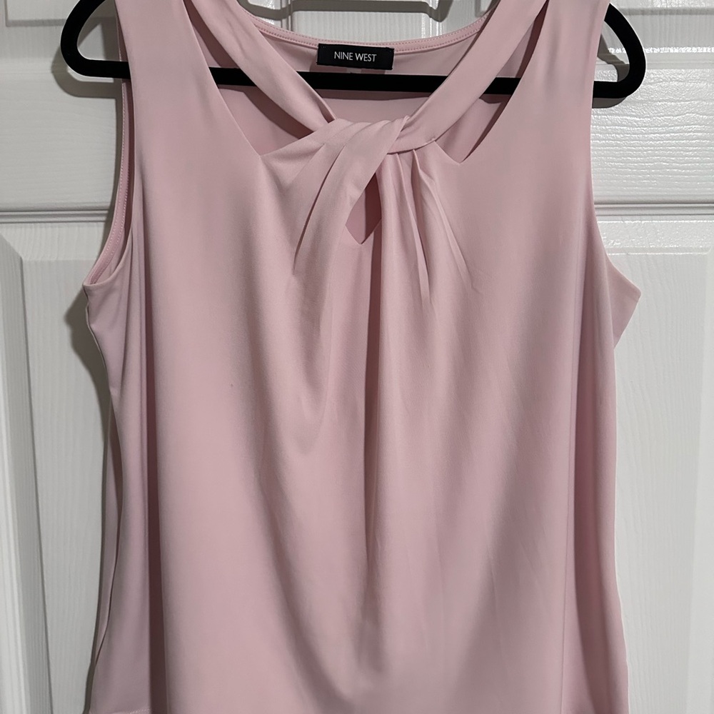Nine West Blush Pink Twist Neck Blouse